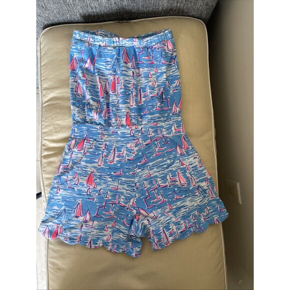 Lilly Pulitzer Jace Romper Zanzibar Blue Boatylicious Strapless XS - Picture 6 of 8